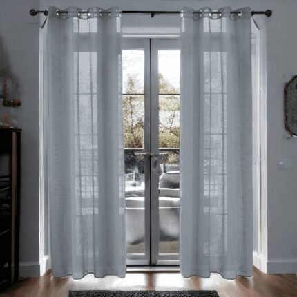 Visillos Rústicos para Ventanas - Set de 2 Unidades en Gris , Ideal para Salón, Comedor y Habitaciones, 145 x 260cm