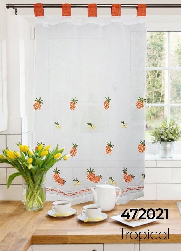 Visillos de cocina Piñas bordadas – pack de 2 hojas - Imagen 3