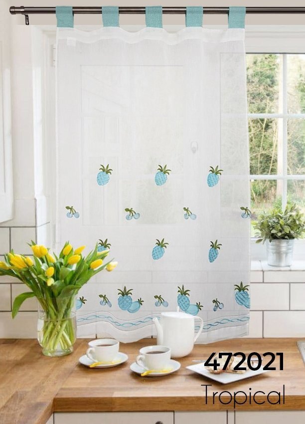 Visillos de cocina Piñas bordadas – pack de 2 hojas - Imagen 4