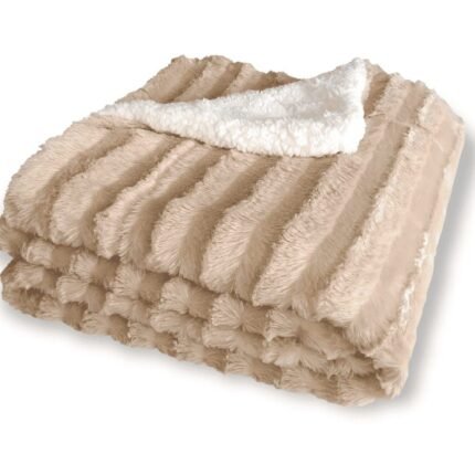 Manta de sofá de visón de pelo con sherpa para cama calentita y mimosa decorativa las mejores compañera viaje son decorativa mimosa en 4 Tamaños Color Beige.