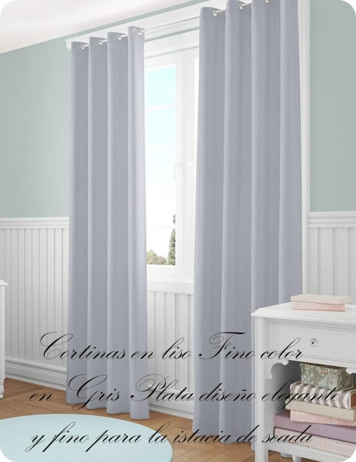 Cortina Salón, Dormitorio, diseño en Liso en Gris plata Semi Translúcidas con 8 Ojales Medidas Paneles de 140 x 260 cm. - Imagen 3