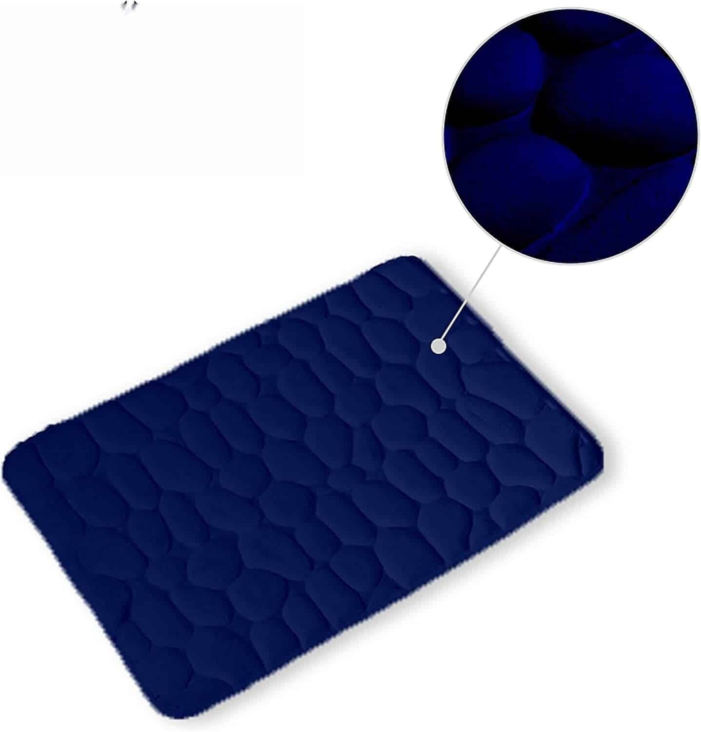 Alfombra Baño Color Sólido Azul marino Antideslizante Alfombra Suave Absorbente con Dibujo Geométrico para Baño Dormitorio Pasillo Sala de Estar Cocina Hay dos Medidas (40 x 60 cm y 50 x 70 cm). - Imagen 2