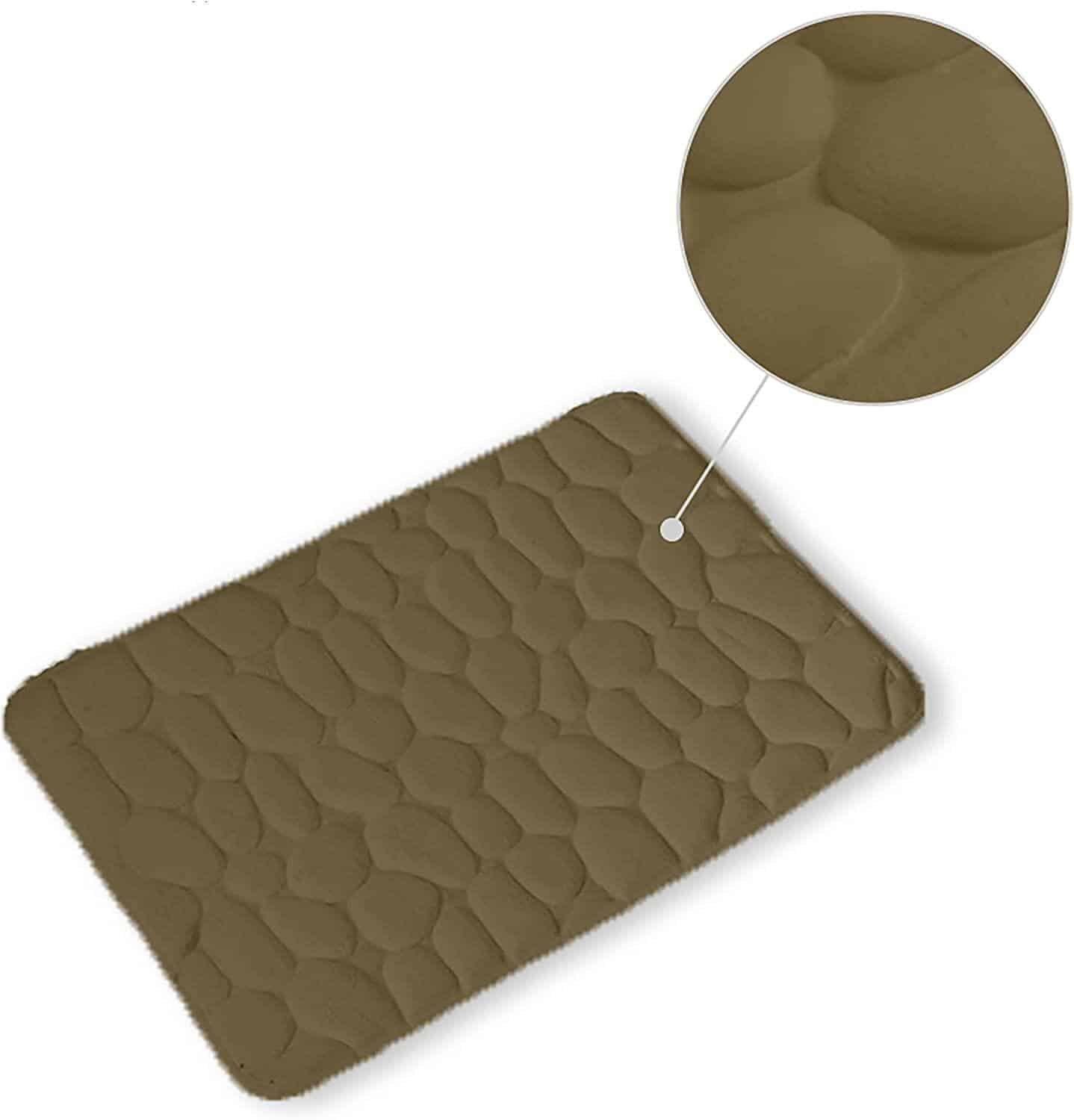 Alfombra Baño Color Sólido Taupe Antideslizante Alfombra Suave Absorbente con Dibujo Geométrico para Baño Dormitorio Pasillo Sala de Estar Cocina Hay dos Medidas (40 x 60 cm y 50 x 70 cm). - Imagen 3