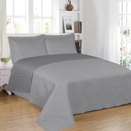 Colcha Gris, Lisa económica ,Reversible de la Colección El Molino, Colcha de Verano Lavable a Máquina para Cama Individual y Matrimonial.