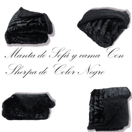 Manta para Sofá y Cama Sherpa con Visón en Negro: Calidez, Comodidad y Estilo Decorativo.