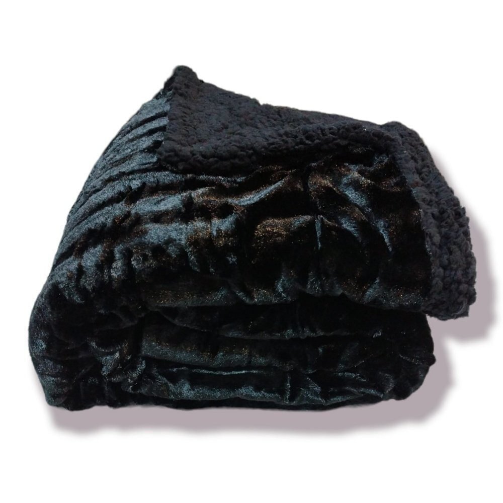 Manta para Sofá y Cama Sherpa con Visón en Negro: Calidez, Comodidad y Estilo Decorativo. - Imagen 3