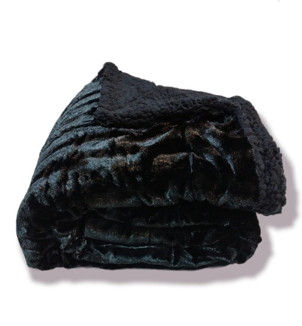 Manta para Sofá y Cama Sherpa con Visón en Negro: Calidez, Comodidad y Estilo Decorativo. - Imagen 4