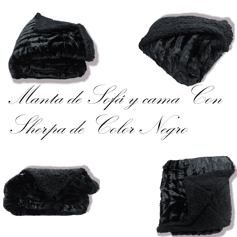 Manta para Sofá y Cama Sherpa con Visón en Negro: Calidez, Comodidad y Estilo Decorativo. - Imagen 6