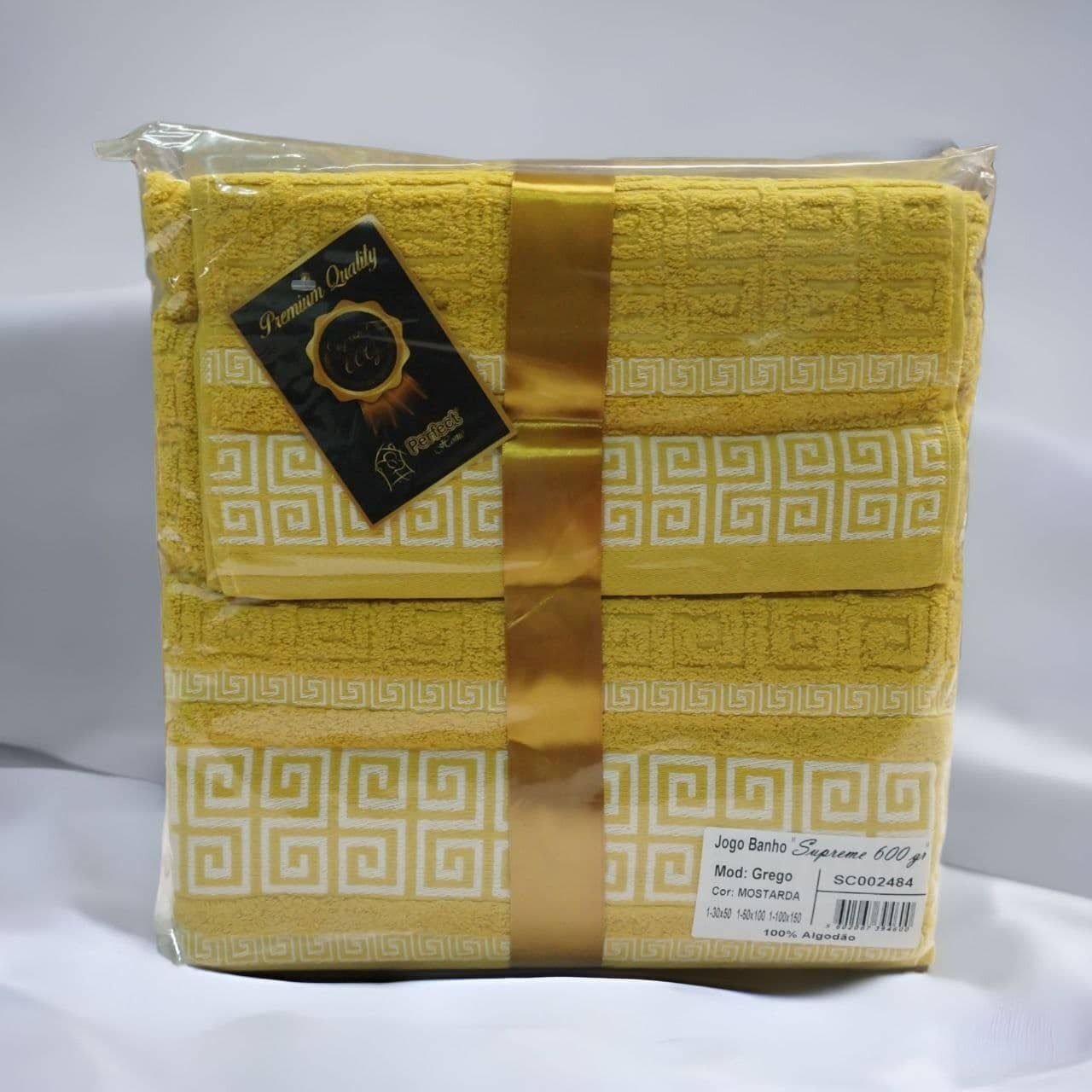 Toallas de baño de %100 algodón Portugués de alta calidad Juego de toallas Grego en Mostaza gruesas y duraderas de 600g. - Imagen 8