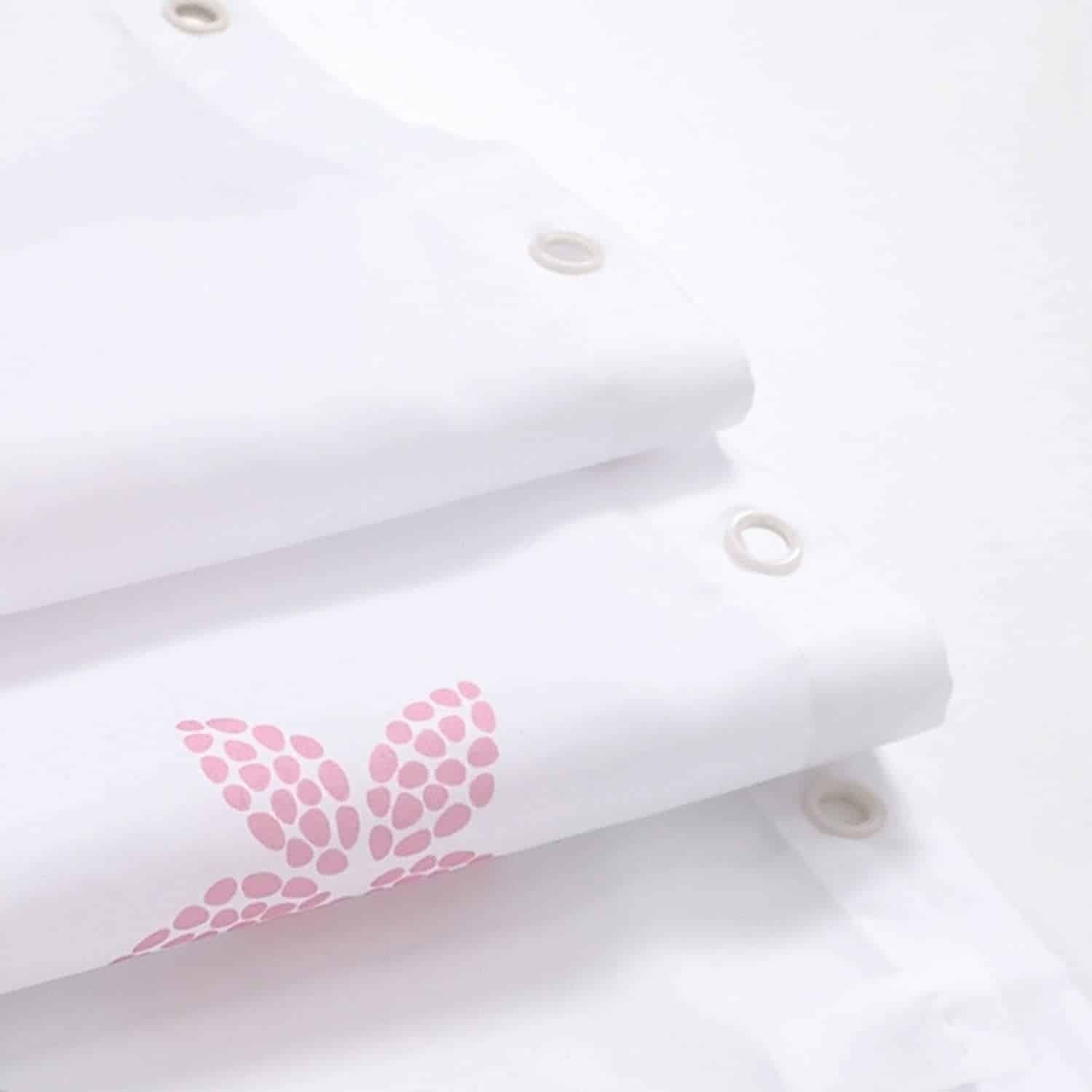 Cortina de baño impermeable y bañera , Resistente al Moho, Anti Moho y Impermeables 100% Polyester Modelo, Flores en Bicolor Rosa - Imagen 3