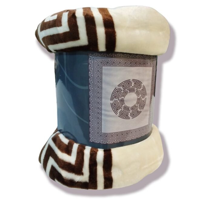 Manta Terciopelo Sofá y Cama de otoño e invierno, Térmica tacto suave de 220 x 240 cm modelo 06 Marfil y Chocolate de 360g/m2. - Imagen 4