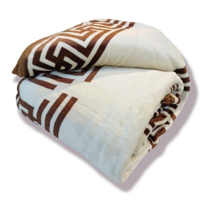 Manta Terciopelo Sofá y Cama de otoño e invierno, Térmica tacto suave de 220 x 240 cm modelo 06 Marfil y Chocolate de 360g/m2. - Imagen 5