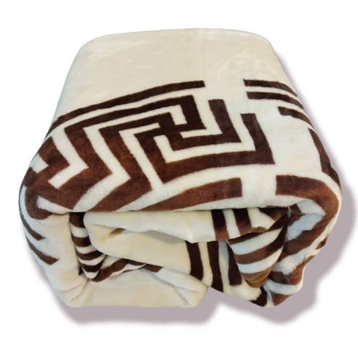 Manta Terciopelo Sofá y Cama de otoño e invierno, Térmica tacto suave de 220 x 240 cm modelo 06 Marfil y Chocolate de 360g/m2. - Imagen 6