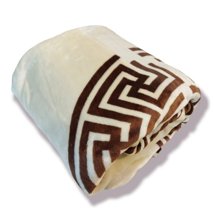 Manta Terciopelo Sofá y Cama de otoño e invierno, Térmica tacto suave de 220 x 240 cm modelo 06 Marfil y Chocolate de 360g/m2. - Imagen 7