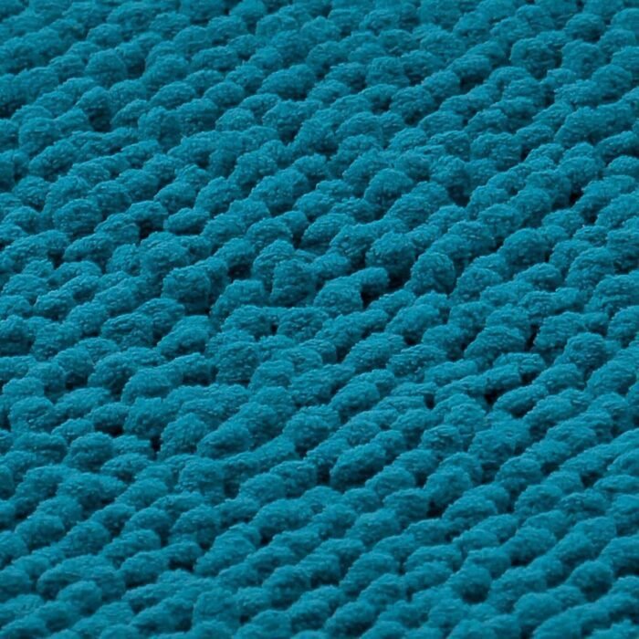 Alfombra Baño Antideslizante Suave Absorbente Color Azul Océano Sólido con Dibujo Geométrico para Baño . - Imagen 2