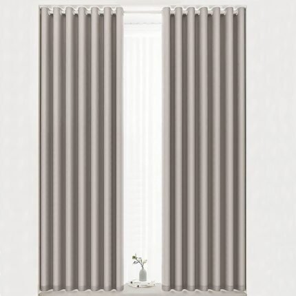 Cortina Opaca Lisa en Taupe Suave, ventanas, Sala, Salón ,Dormitorio con 8 Ojales de Acero Paquete 1 Piezas de 140x260cm.