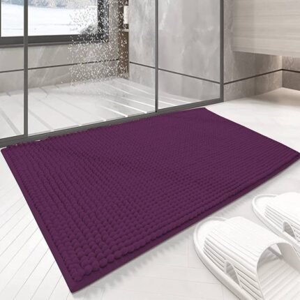 Alfombra Baño ,Cocina ,Mascota, En Morado, Antideslizante, Multifuncional ,Felpa Microfibra Chenilla, Suave, Cómoda Y Superabsorbente