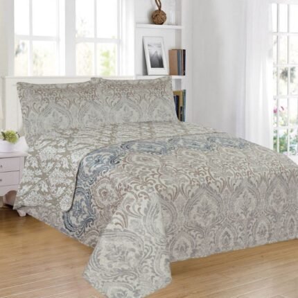 Colcha de verano Estampada Reversible, en varios tamaños Desde 90cm asta 180cm excepcional relación calidad y precio, colección,2023-11-vintas, en Beis y celeste.