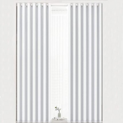 Cortina Opaca Lisa en Blanco Suave Salón Dormitorio con 8 Ojales de Acero Paquete 1 Piezas de 140x260cm.