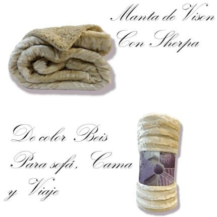 Manta para Sofá y Cama Sherpa con Visón en Marfil: Calidez, Comodidad y Estilo Decorativo.