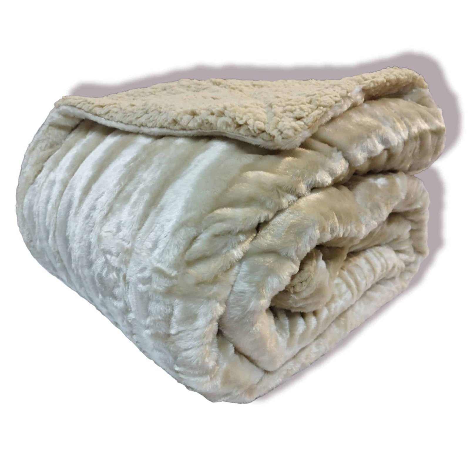 Manta para Sofá y Cama Sherpa con Visón en Marfil: Calidez, Comodidad y Estilo Decorativo. - Imagen 2