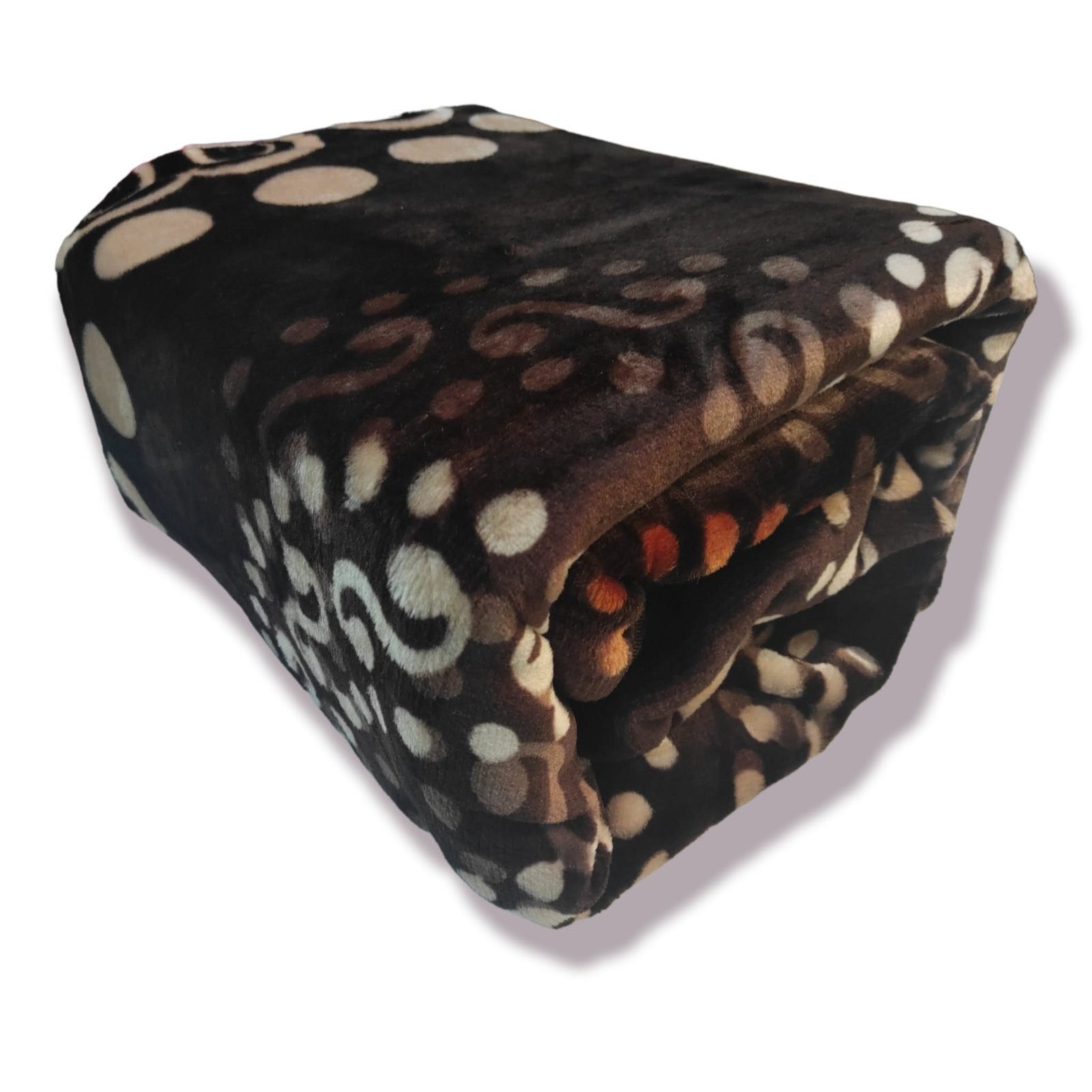 Manta Terciopelo Sofá y Cama de otoño e invierno, Térmica tacto suave de 220 x 240 cm Modelo 09 Marrón y Beige de 360g/m2. - Imagen 3