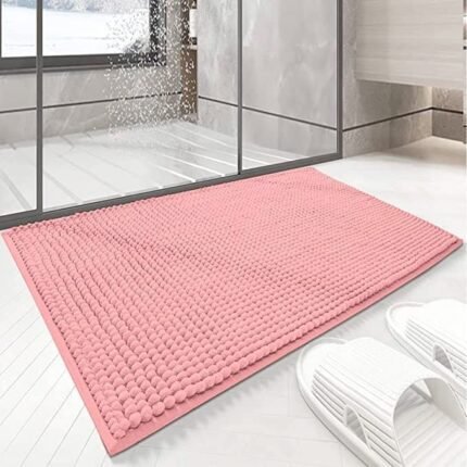 Alfombra Baño ,Cocina ,Mascota, En Rosada , Antideslizante, Multifuncional ,Felpa Microfibra Chinilla, Suave, Cómoda Y Súper Absorbente Hay Dos Medidas (40X60cm Y 50X70cm).