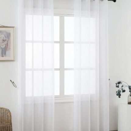 Visillos de dormitorio, Blanco lluvia en Dorado ,Traslucido para Salón Sala de Estar, Medidas (140x260cm).