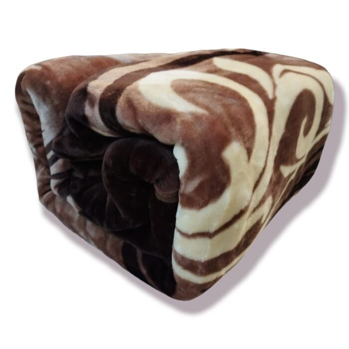 Manta Terciopelo Sofá y Cama de otoño e invierno, Térmica tacto suave de 220 x 240 cm modelo 05 color Marrón y Beige de 360g/m2. - Imagen 4