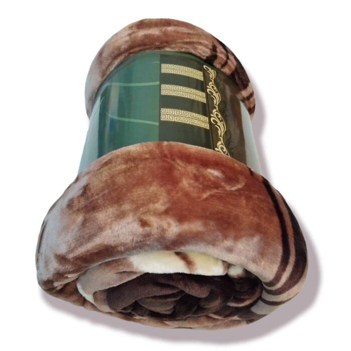 Manta Terciopelo Sofá y Cama de otoño e invierno, Térmica tacto suave de 220 x 240 cm modelo 05 color Marrón y Beige de 360g/m2. - Imagen 6