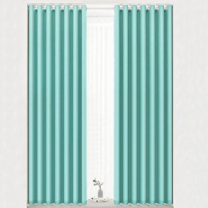 Cortina Opaca Lisa en Azul Turquesa Suave, ventanas, Sala, Salón ,Dormitorio con 8 Ojales de Acero Paquete 1 Piezas de 140x260cm.
