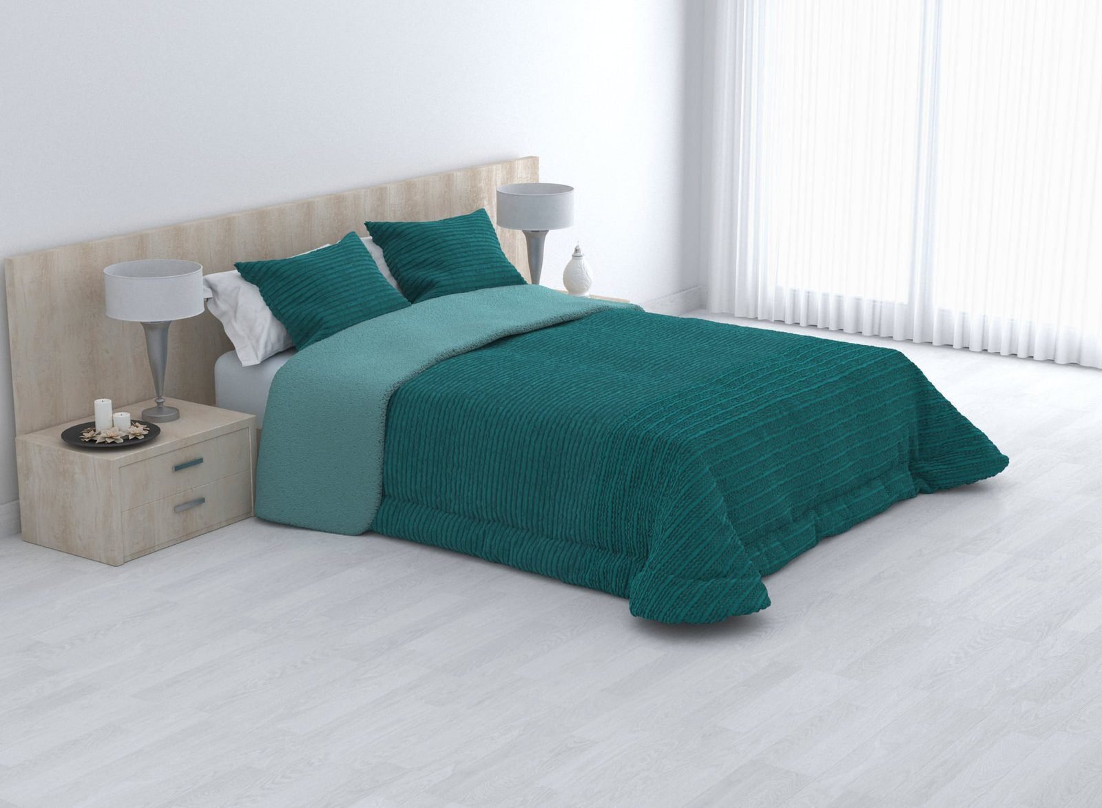 Edredón nórdico Sherpa Aqua Jacquard Liso