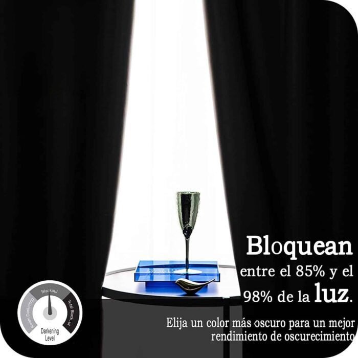 Cortina Opaca Lisa  Suave, ventanas, Sala, Salón ,Dormitorio en Gris perla con 8 Ojales de Acero Paquete 1 Piezas de 140x260cm. - Imagen 3