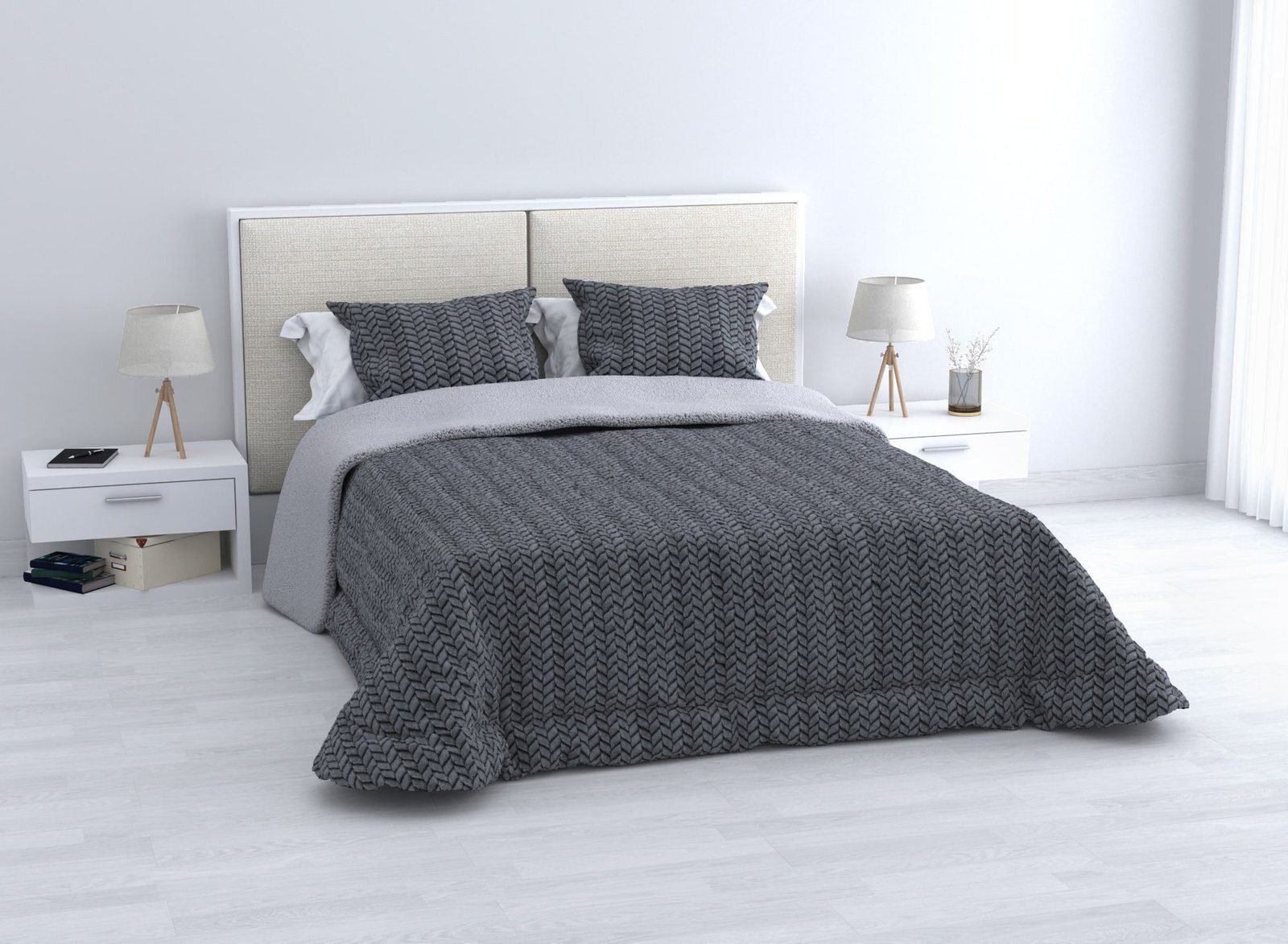 Edredón nórdico Sherpa Gris Jacquard Espiga