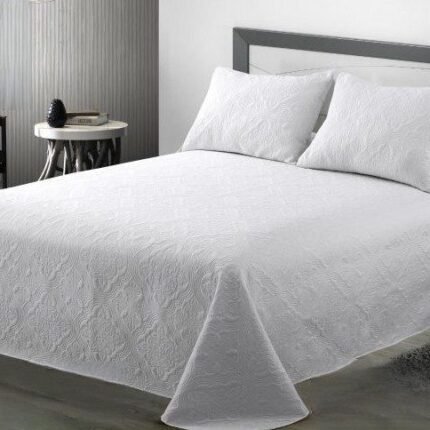 Colcha cama verano Reversible, en Blanco. Alejandría Termo sellado asegura y Garantiza su Durabilidad al lavado. Cuadrantes de Regalo 50 x 70cm.