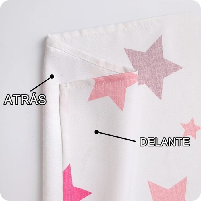 Cortinas Infantiles y Juvenil en Color Rosa cada Panel de Medidas 140x260cm Estampado de Estrellas para Habitación ,Sala. - Imagen 5