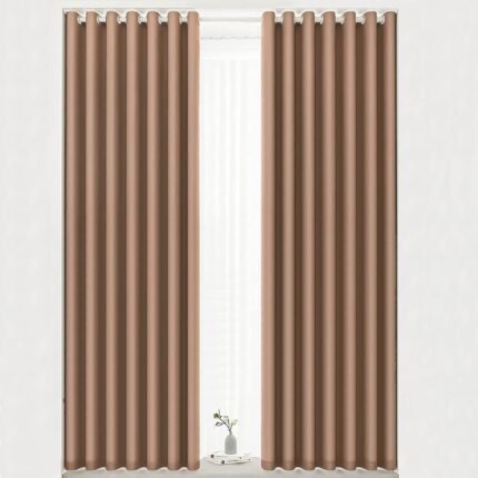 Cortina Opaca Lisa  Suave, ventanas, Sala, Salón ,Dormitorio en Canela con 8 Ojales de Acero Paquete 1 Piezas de 140x260cm.