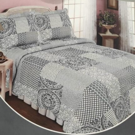 Colcha bouti cosida Tacto algodón para Cama de 135 y 150cm con Dos Fundas de 50 x 70 cm de Regalo.