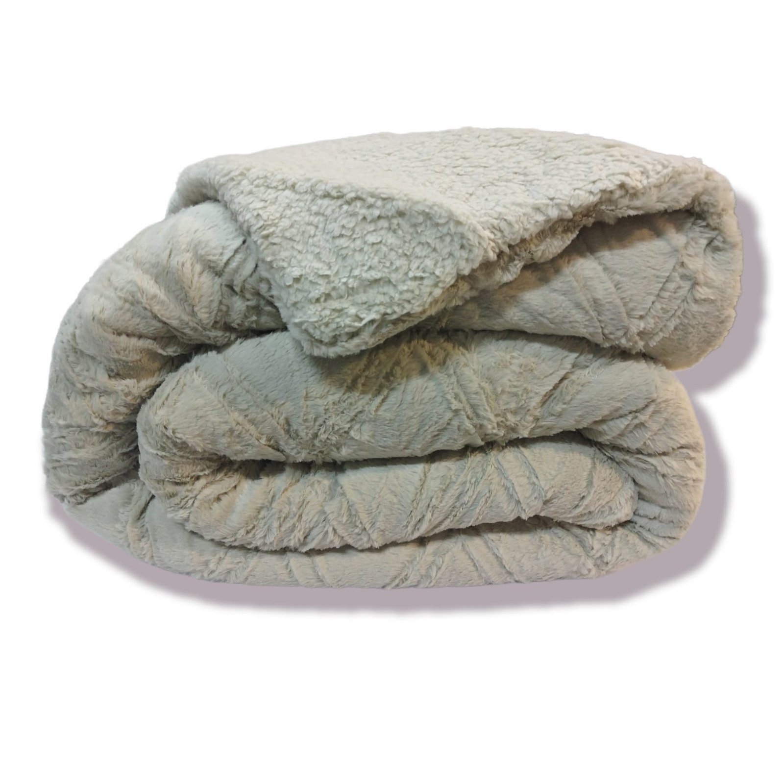Edredón Visón Sherpa Cama 90-150cm Beige: Diamond Tacto Peluche, Sherpa Interior, 600grs Gramaje, 260cm Largo + Fundas Almohadas Regalo 50x70cm. - Imagen 3
