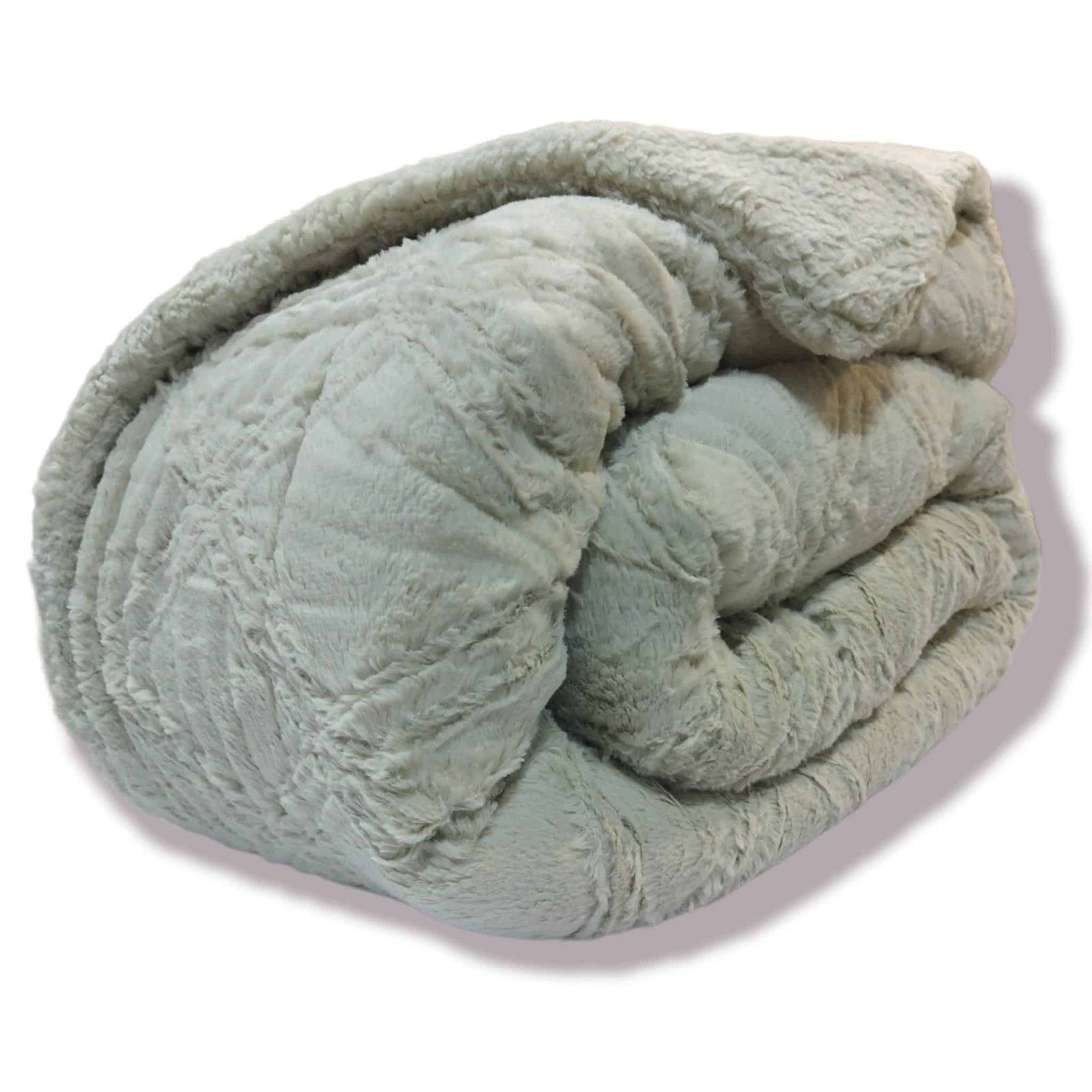 Edredón Visón Sherpa Cama 90-150cm Beige: Diamond Tacto Peluche, Sherpa Interior, 600grs Gramaje, 260cm Largo + Fundas Almohadas Regalo 50x70cm. - Imagen 5