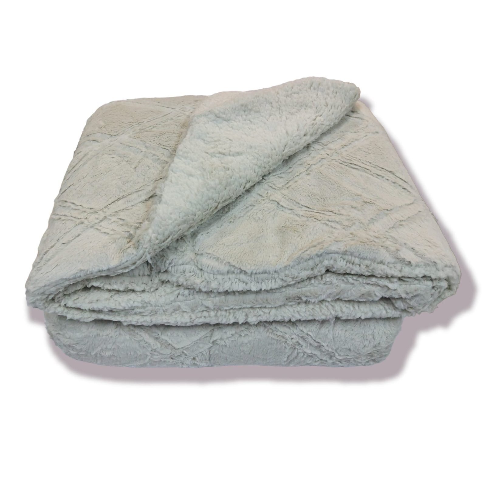 Edredón Visón Sherpa Cama 90-150cm Beige: Diamond Tacto Peluche, Sherpa Interior, 600grs Gramaje, 260cm Largo + Fundas Almohadas Regalo 50x70cm. - Imagen 6