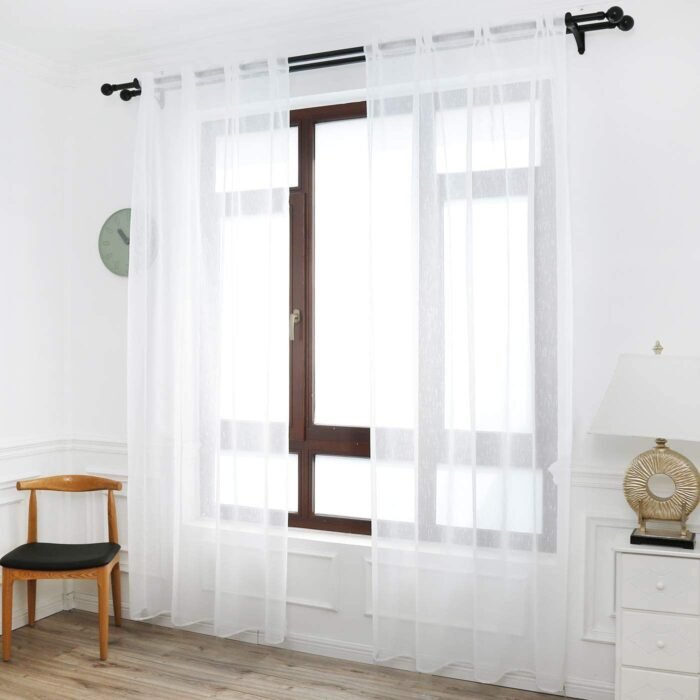 Cortinas translucido con 3 Formas de( uso) con diseño Lluvia blanco, para Salón ,Habitación con Efecto de visillo 140X260cm - Imagen 2