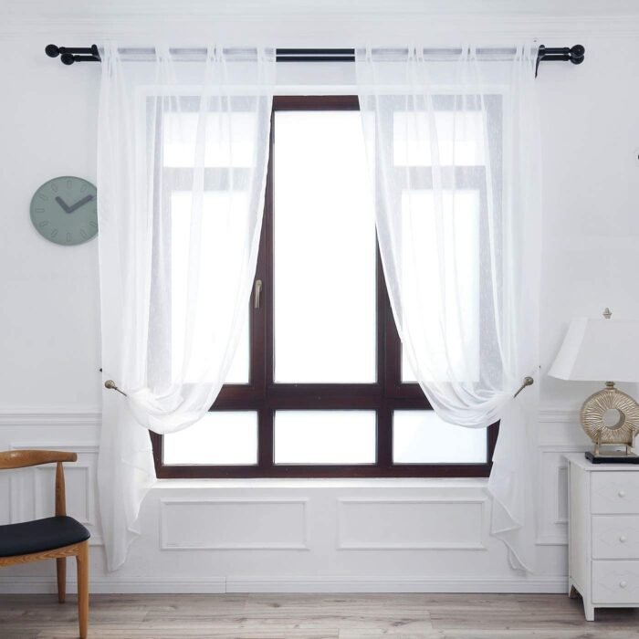 Cortinas translucido con 3 Formas de( uso) con diseño Lluvia blanco, para Salón ,Habitación con Efecto de visillo 140X260cm - Imagen 4