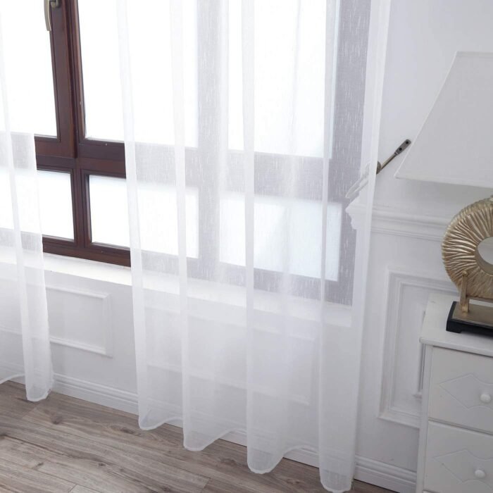 Cortinas translucido con 3 Formas de( uso) con diseño Lluvia blanco, para Salón ,Habitación con Efecto de visillo 140X260cm - Imagen 7