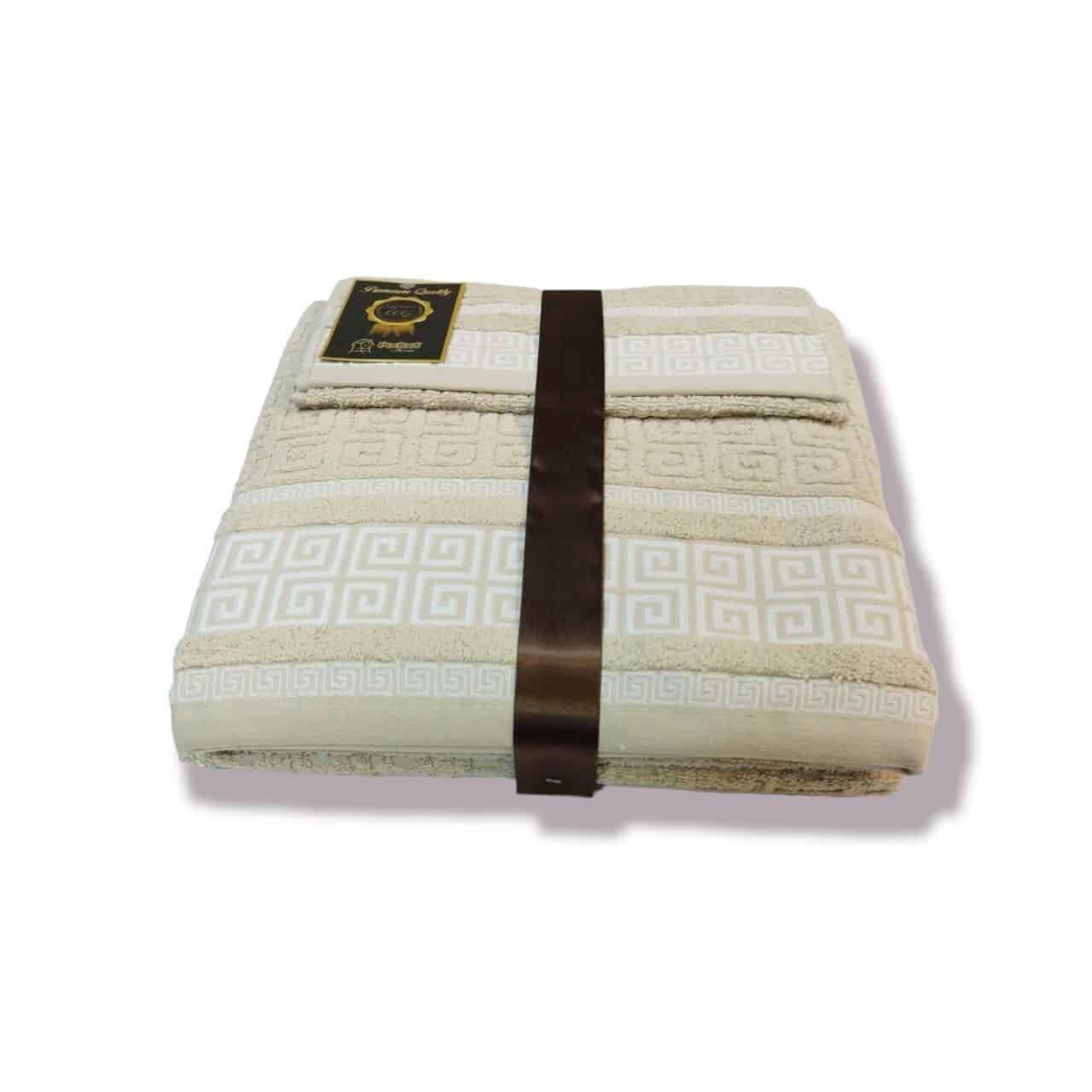 Toallas de baño de 100% algodón Portugués de alta calidad gruesas y duraderas de 600g Modelo Grego Color Taupe - Imagen 2