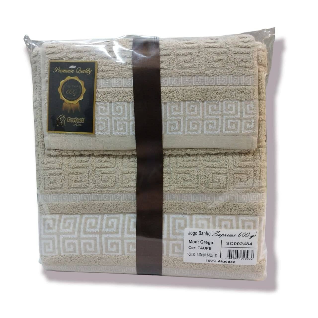 Toallas de baño de 100% algodón Portugués de alta calidad gruesas y duraderas de 600g Modelo Grego Color Taupe - Imagen 4