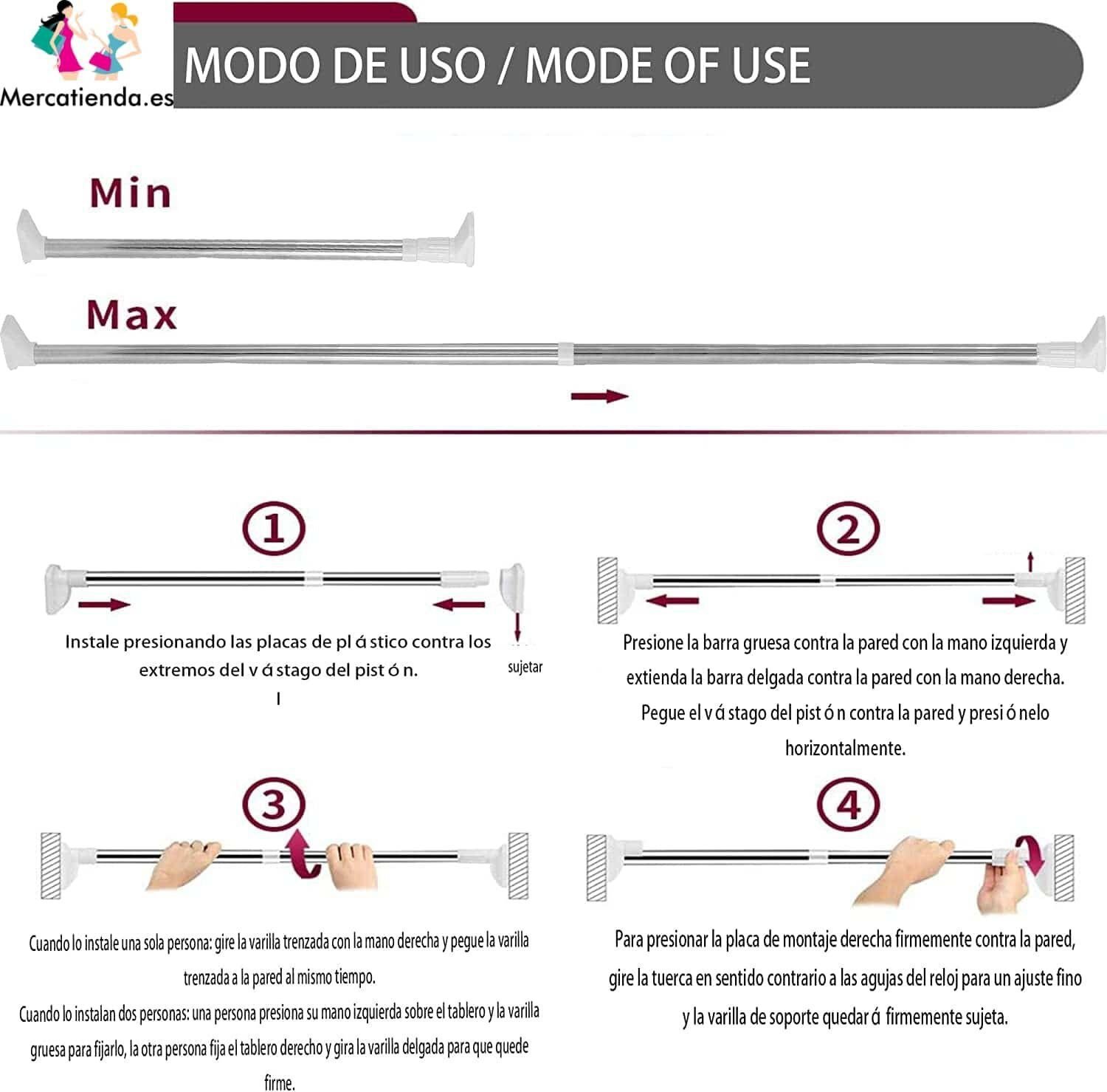 Barra Extensible Ajustable 25mm - Montaje Fácil Sin Taladro - Imagen 2