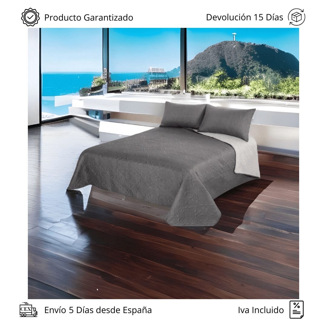 Colcha de Verano Gris Reversible Alejandría - Imagen 5