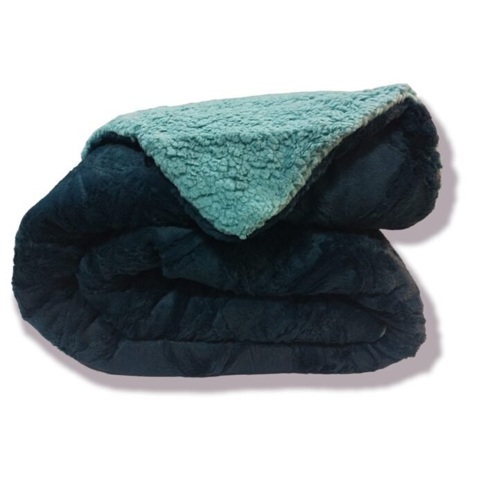 Edredón Visón Sherpa Cama 90-150cm Azul Aqua: Diamond Tacto Peluche, Sherpa Interior, 600grs Gramaje, 260cm Largo + Fundas Almohadas Regalo 50x70cm. - Imagen 3