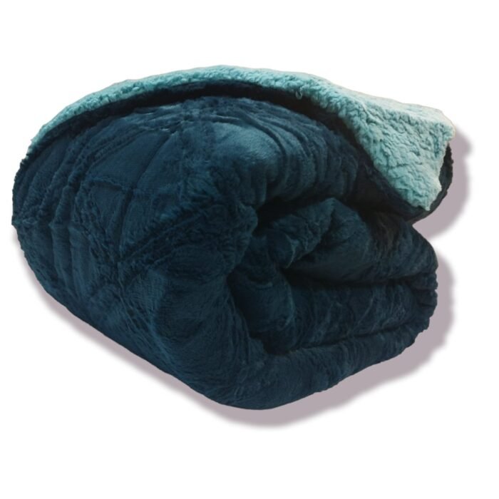 Edredón Visón Sherpa Cama 90-150cm Azul Aqua: Diamond Tacto Peluche, Sherpa Interior, 600grs Gramaje, 260cm Largo + Fundas Almohadas Regalo 50x70cm. - Imagen 5